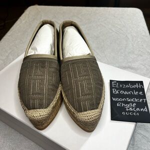 Balmain womens beige jacquard Alex monogram espadrille size 39.5 BNWB, dust bags